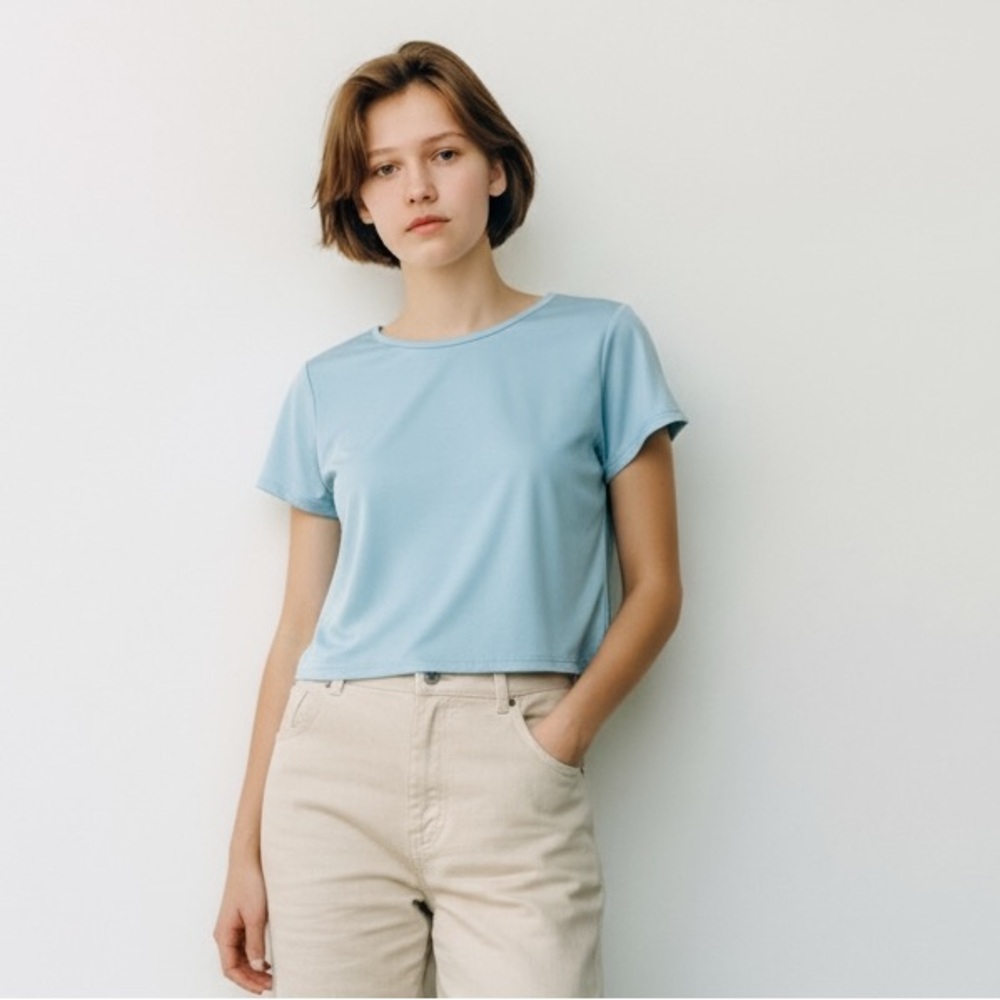 5 for $25✨ Sincerely Jules Light Blue Short Sleeve Top